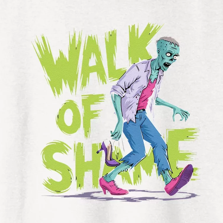 Zombie Walk Of Shame Humorous Halloween Zombie Women's Crop Top Tee