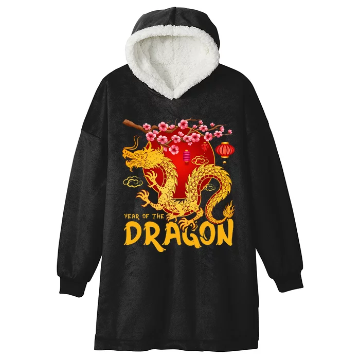 Zodiac Year Of The Dragon Lunar Happy Chinese New Year 2024 Hooded Wearable Blanket