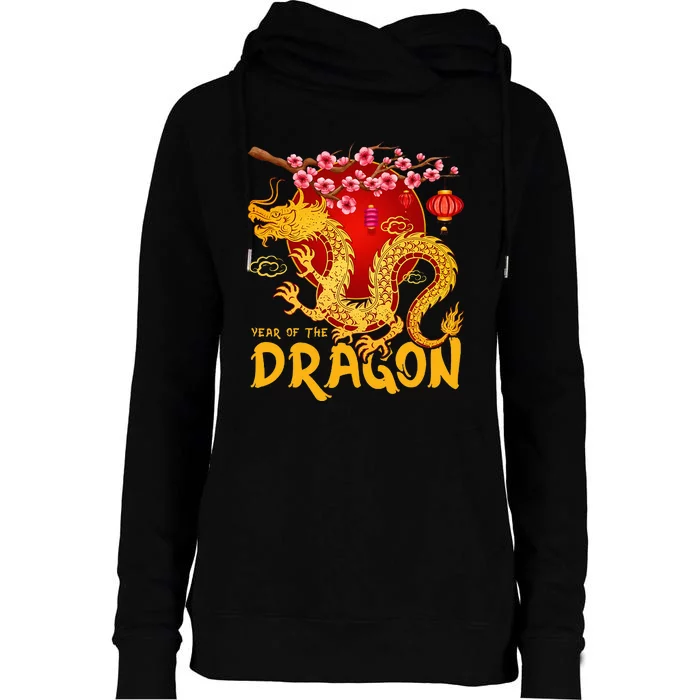 Zodiac Year Of The Dragon Lunar Happy Chinese New Year 2024 Womens Funnel Neck Pullover Hood