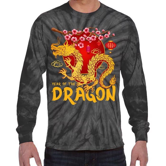 Zodiac Year Of The Dragon Lunar Happy Chinese New Year 2024 Tie-Dye Long Sleeve Shirt