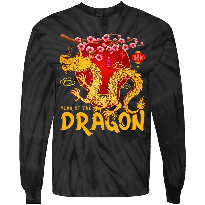 Zodiac Year Of The Dragon Lunar Happy Chinese New Year 2024 Tie-Dye Long Sleeve Shirt