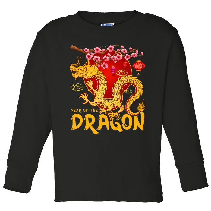 Zodiac Year Of The Dragon Lunar Happy Chinese New Year 2024 Toddler Long Sleeve Shirt