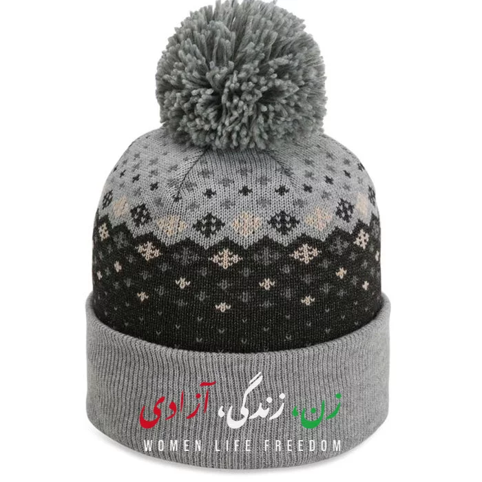 Zan Zendegi Azad Empower Support  Life Freedom The Baniff Cuffed Pom Beanie