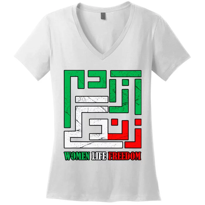 Zan Zendegi Azadi Persian Woman Life Freedom Women's V-Neck T-Shirt