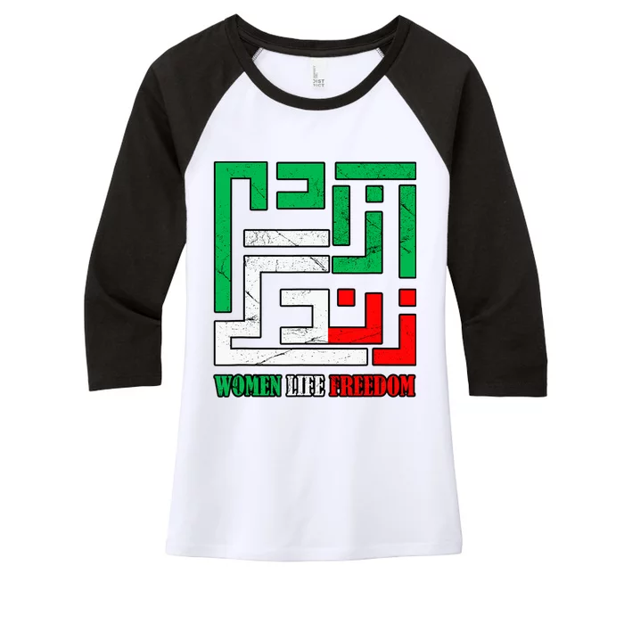 Zan Zendegi Azadi Persian Woman Life Freedom Women's Tri-Blend 3/4-Sleeve Raglan Shirt