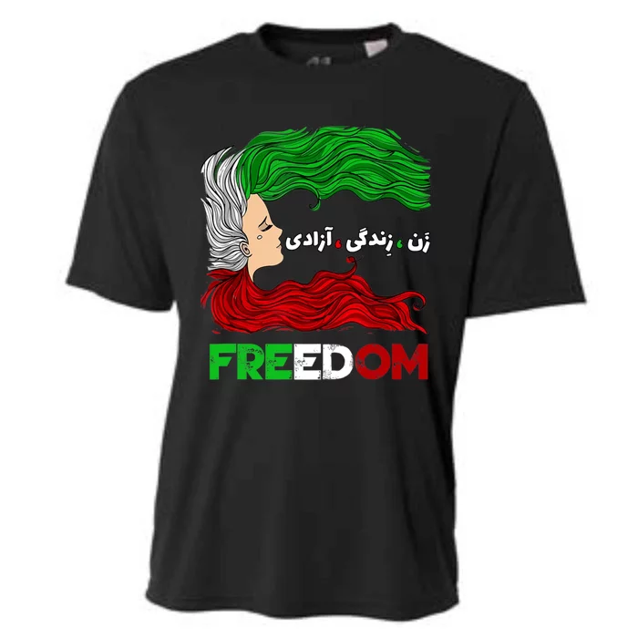 Zan Zendegi Azadi Iran Persian Woman Life Hair Freedom White Cooling Performance Crew T-Shirt