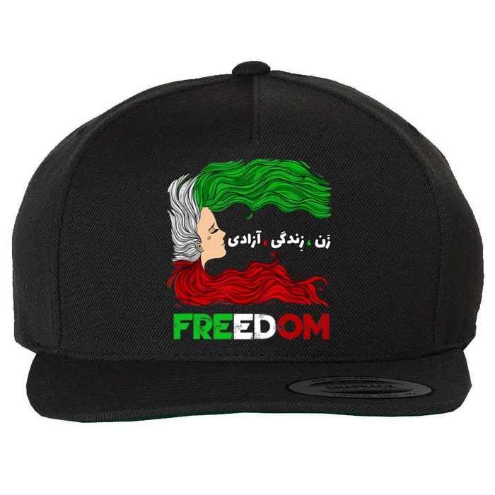 Zan Zendegi Azadi Iran Persian Woman Life Hair Freedom White Wool Snapback Cap