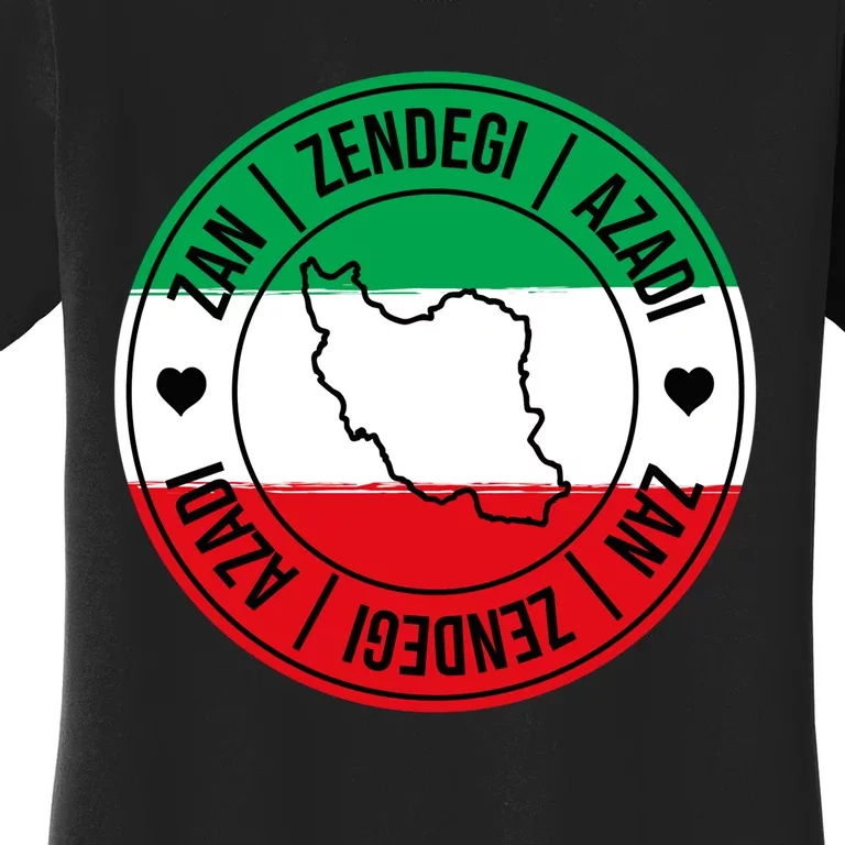 Zan Zendegi Azadi | Iran Flag Love Freedom Heart | Free Iran Women's T-Shirt