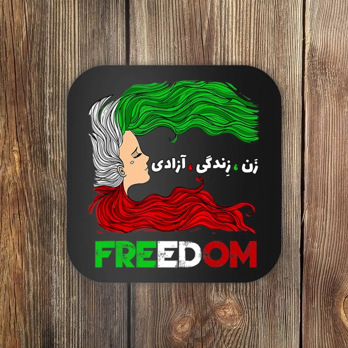 Zan Zendegi Azadi Iran Persian Woman Life Hair Freedom White Coaster