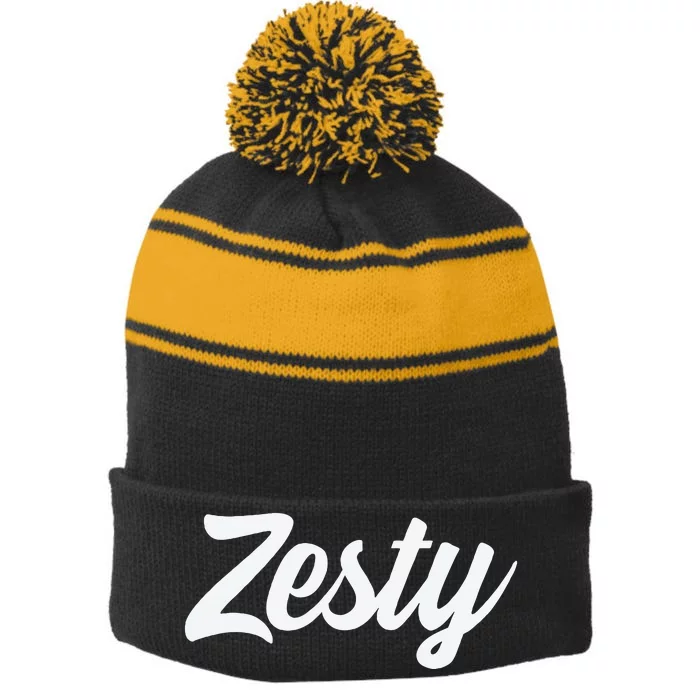 Zesty Stripe Pom Pom Beanie