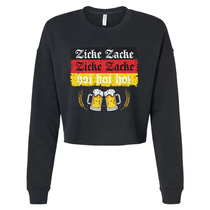 Zicke Zacke Hoi Oktoberfest German Flag Party Funny Gift Cropped Pullover Crew