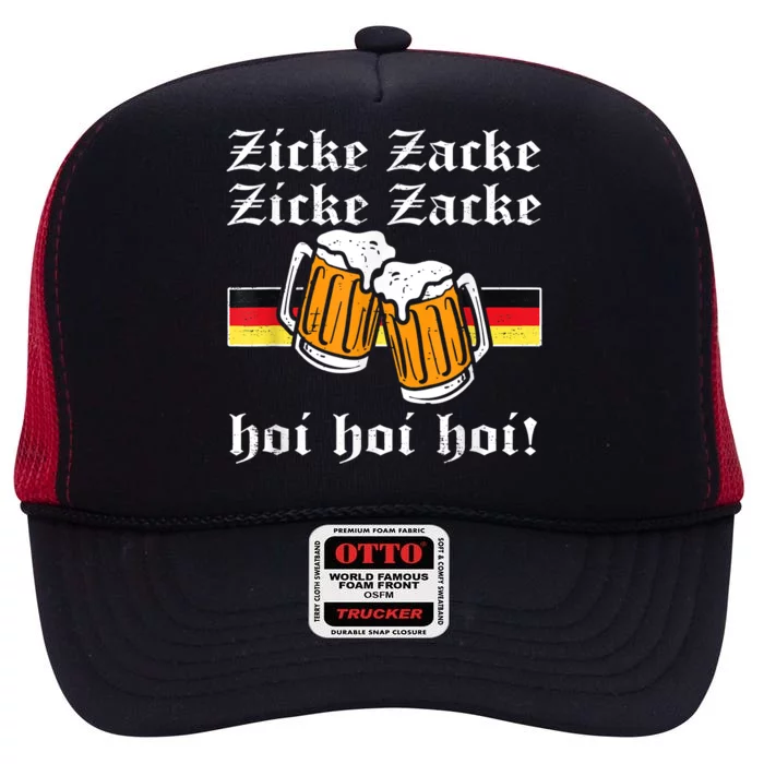 Zicke Zacke Hoi Funny Germany Flag Oktoberfest German High Crown Mesh Trucker Hat