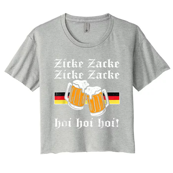 Zicke Zacke Hoi Funny Germany Flag Oktoberfest German Women's Crop Top Tee