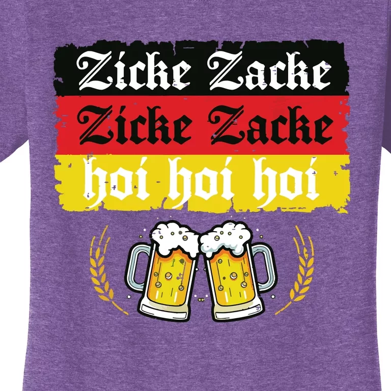 Zicke Zacke Hoi Oktoberfest German Flag Party Funny Women's T-Shirt