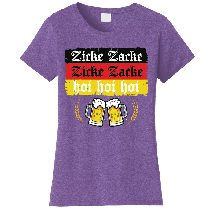 Zicke Zacke Hoi Oktoberfest German Flag Party Funny Women's T-Shirt