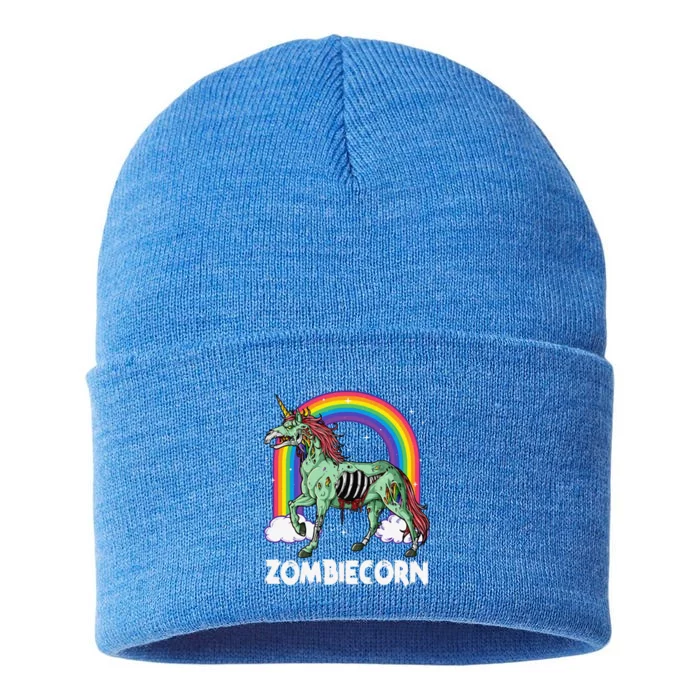 Zombiecorn Zombie Unicorn Halloween Rainbow Sustainable Knit Beanie